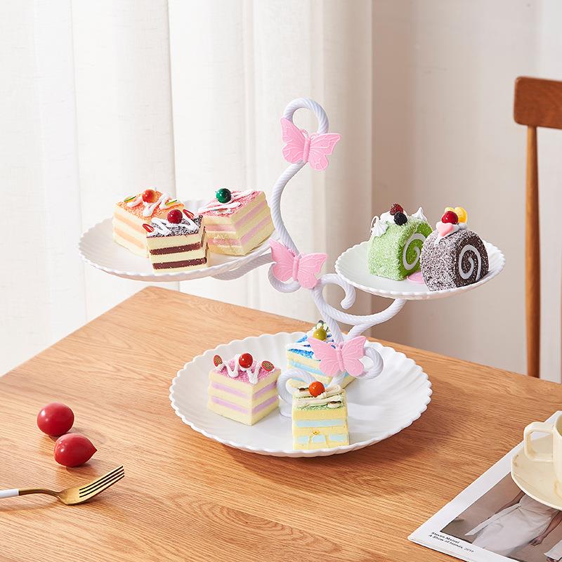 糕点盘三层水果盘婚礼生日蛋糕架甜品台摆件轻奢茶点心托盘干果盘