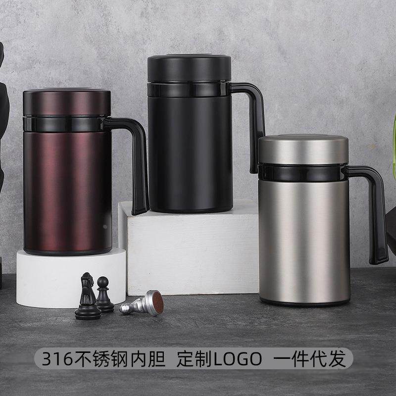 316不锈钢商务办公杯带手柄保温杯高档大容量男士泡茶杯定制