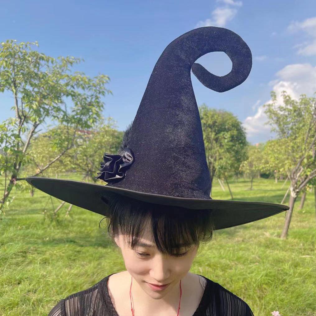 帽舞会派对表演帽狂欢价黑色魔法师帽子女巫帽头饰印第安帽子定做