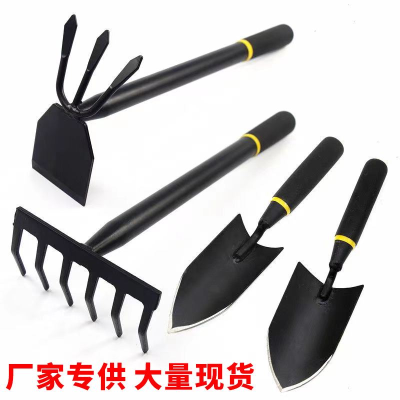 加厚锰钢耙子锄头两头忙赶海小工具加长柄花铲铁铲铁耙子赶海工具