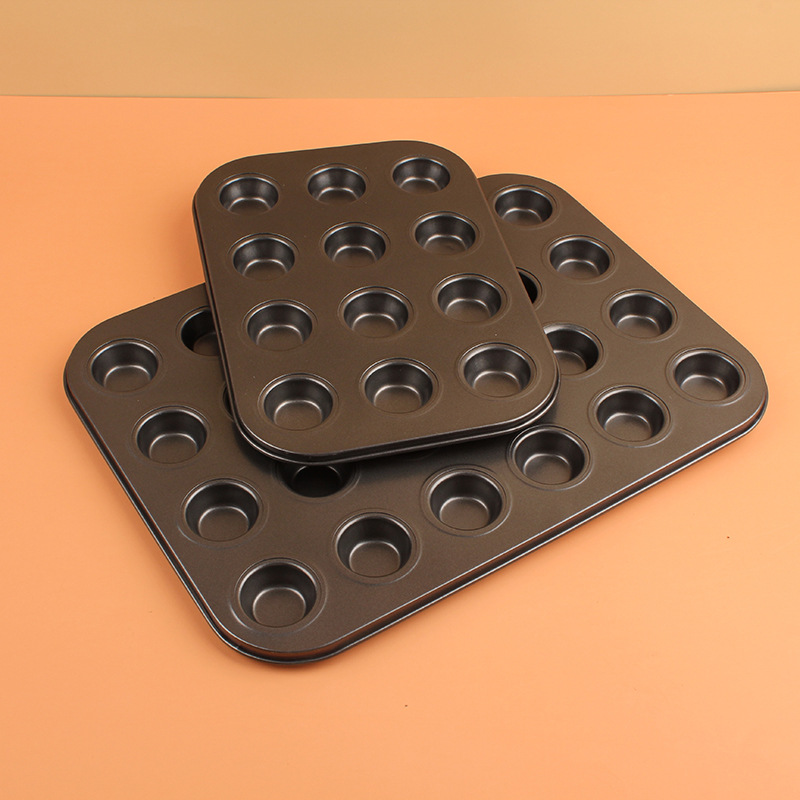 不沾迷你12连24连杯烤盘 碳钢蛋糕模具家用烘焙用具 布丁蛋糕烤盘