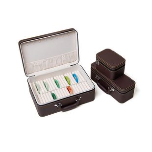 皮质大容量手镯盒子多位收纳箱家用便携翡翠镯子玉手镯收纳盒