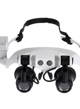 外贸爆款可更换倍数镜片头戴修理放大镜眼镜式带灯扩大镜9892G-3A定制