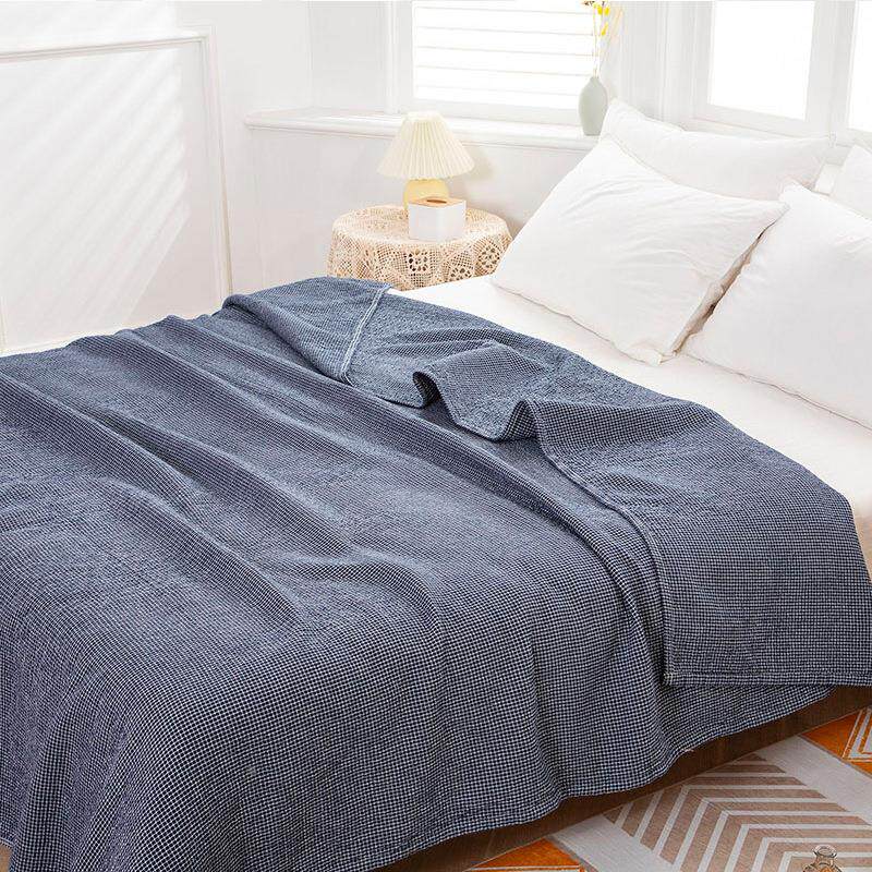 棉毛巾被细密格子毛巾被可水洗单双人日式盖毯学生床单沙发毯定制