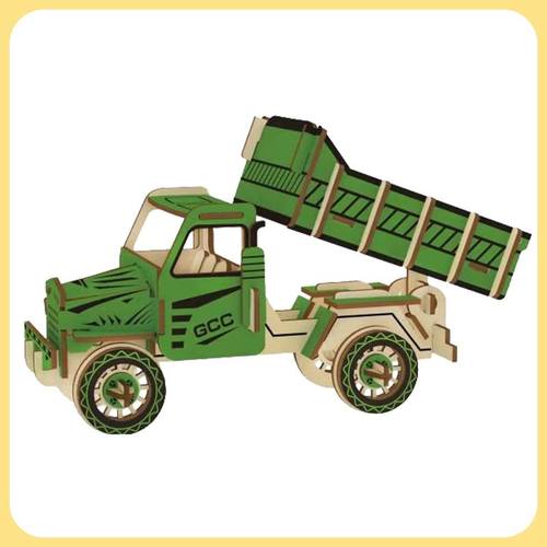 自卸车 木制3d立体拼图儿童手工活动拼装DIY模型礼品玩具地摊