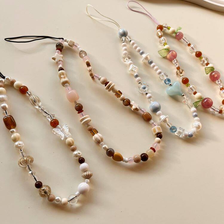 蝴陶瓷ccd手机壳链条ins风配件串珠diy挂绳钻钥匙扣相机