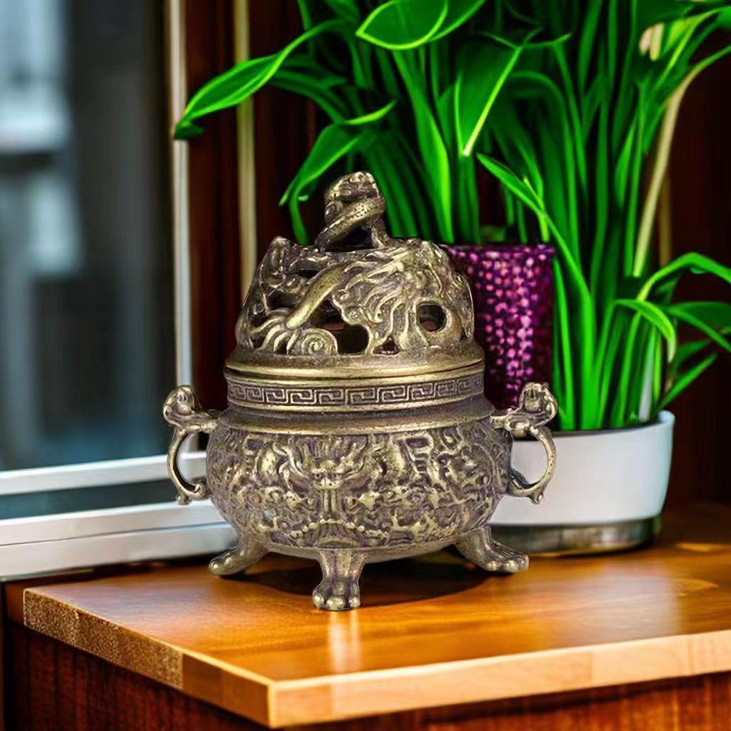 仿古香薰炉家用迷你摆件九龙小香炉桌面摆件文玩工艺品小摆饰定制