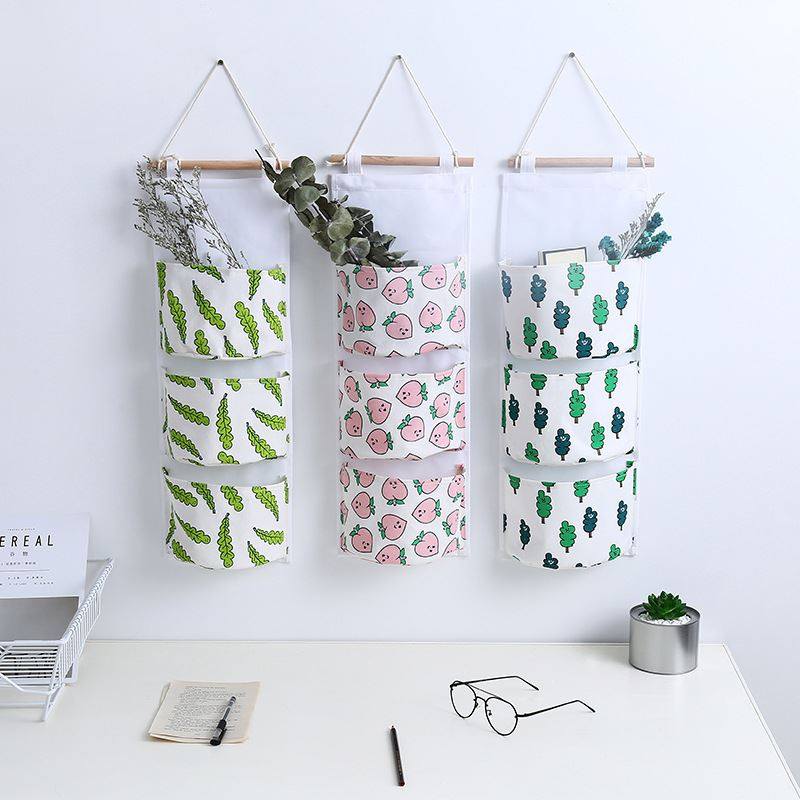 新款棉麻防水布艺收纳袋衣柜门后多层收纳挂袋墙壁三兜储物袋,收纳整理,收纳挂袋,淘宝优惠券,粉丝福利购,淘宝优惠卷