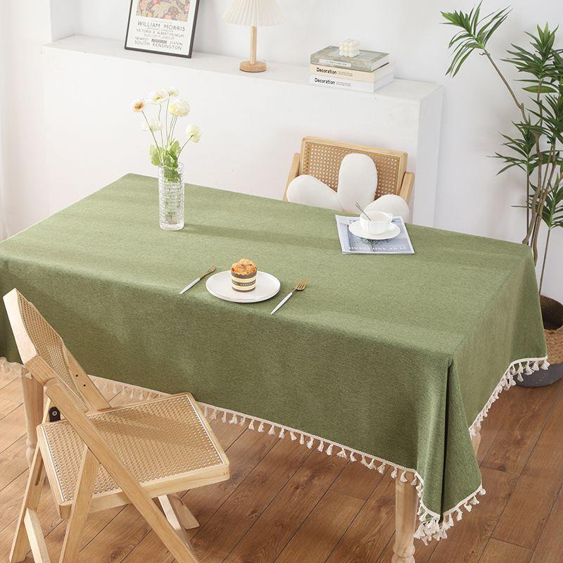 日系高级感轻奢法式ins棉麻风格圆桌餐桌长方形桌布复古网红桌布