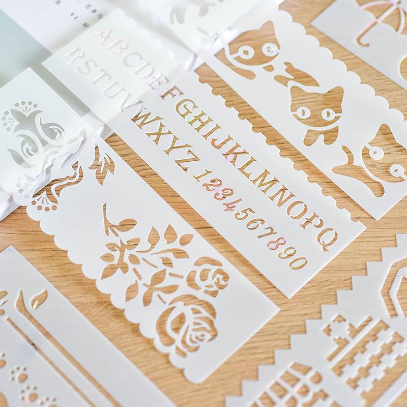 DIY绘画模板细长条一代8款一套镂空手抄报模板手绘卡通绘画模板尺定制