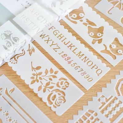 DIY绘画模板细长条一代8款一套镂空手抄报模板手绘卡通绘画模板尺定制