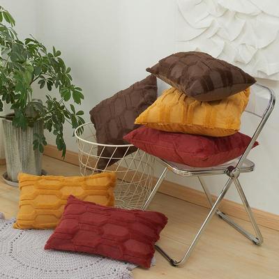 几何链条冬季靠垫套色立体毛绒数码特种绣沙发抱枕套两用定制