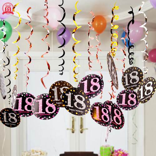 挂饰吊饰18岁30岁60岁生日装饰派对背景布置用品 PVC螺旋