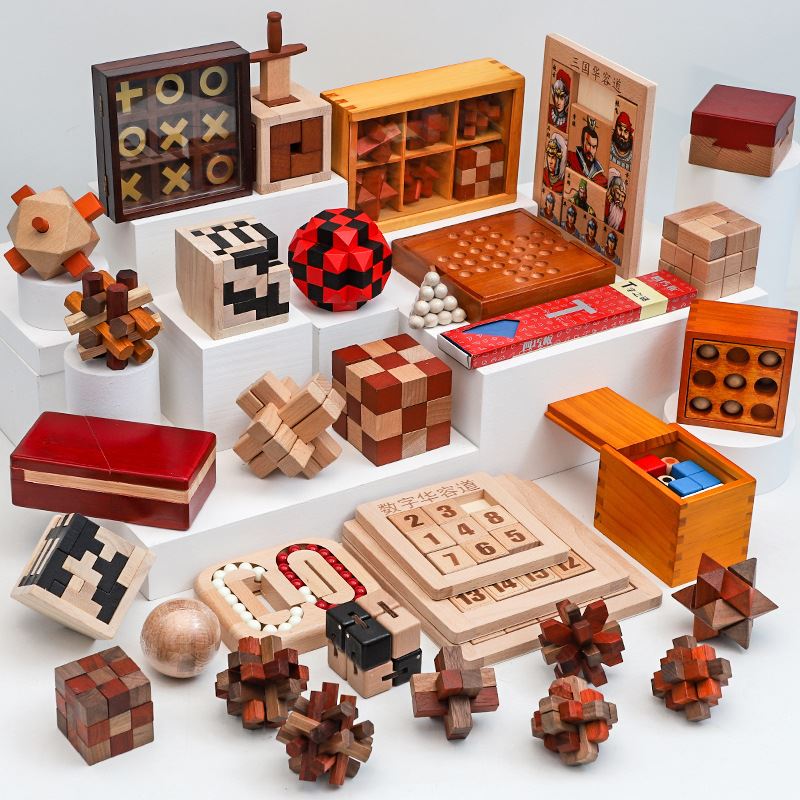古典儿童益智木质玩具盲盒孔明锁鲁班锁成人解压亲子互动解锁游戏