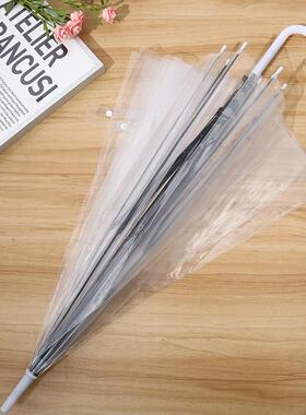 现货雨伞厂家环保伞POE塑料透明雨伞长柄伞印刷广告伞小白伞