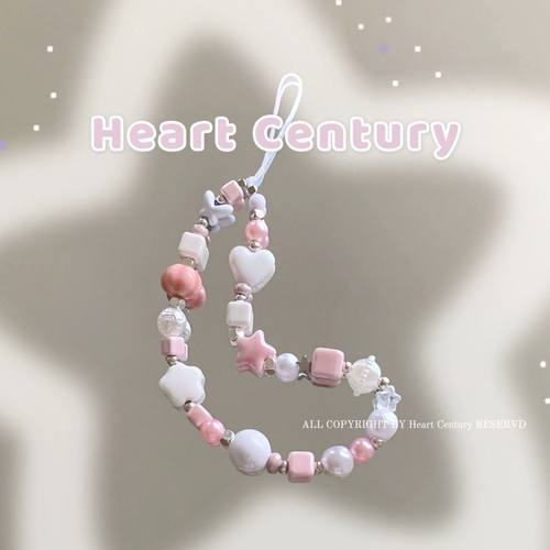 原创陶瓷甜蜜粉色复古手机挂件手机链ccd挂绳相机防丢钥匙扣