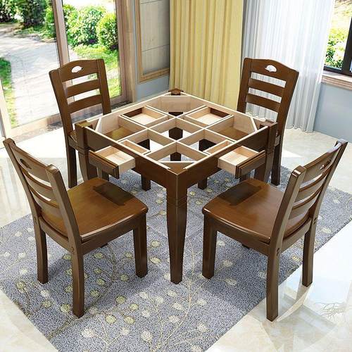 棋牌桌实木餐桌两用简易手搓家用正方形老人象棋手动领券下单