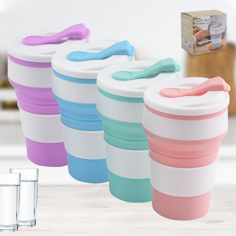 硅胶折叠水杯户外运动便携水杯旅行硅胶随手杯多功能伸缩水杯