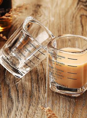 玻璃方杯带刻度60ml 意式浓缩咖啡盎司杯 烘焙量杯双计量