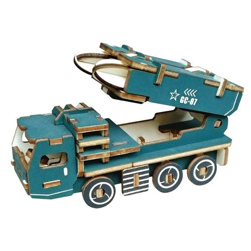 导弹装甲车 3D木制立体拼图 儿童益智DIY手工玩具 军事积木模型