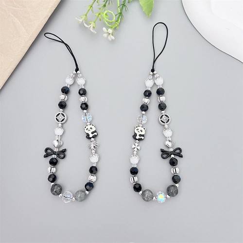 新款暗黑系ins手机链合金 金属熊猫挂绳配饰链条辣妹立得ccd相机