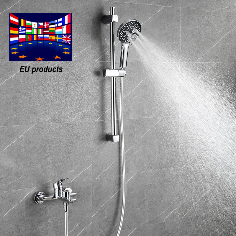 工程酒店铜混水阀简易升降杆淋浴花洒套装浴室冷热水淋浴龙头