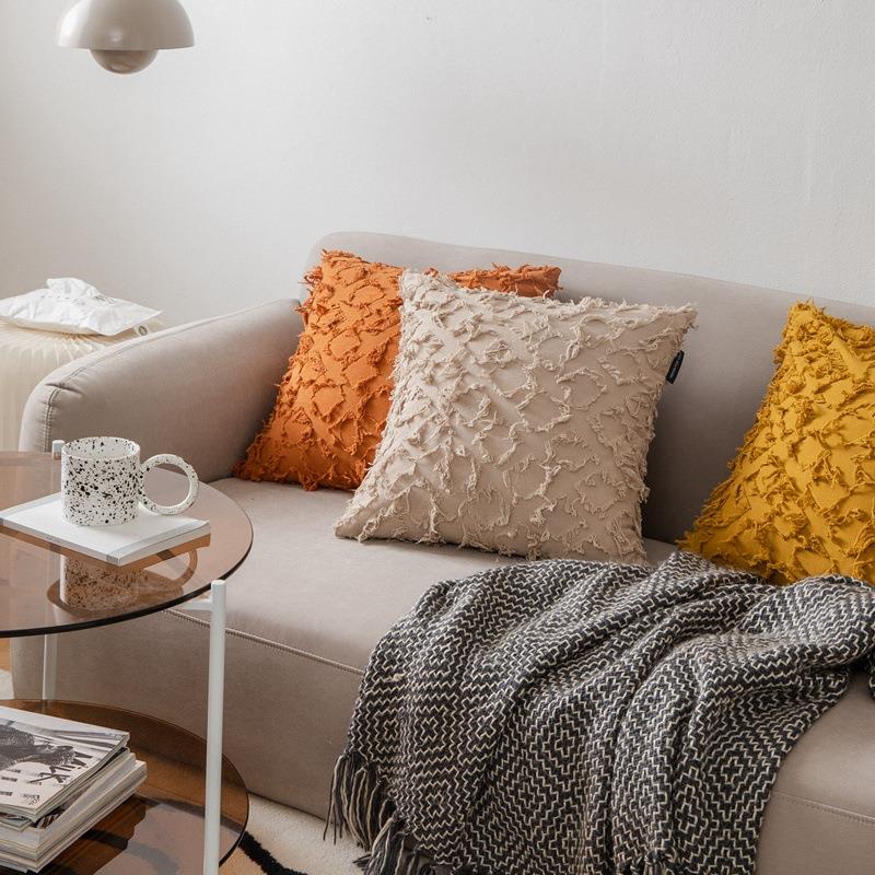 现代简约菱形格子沙发抱枕家居方形靠背腰垫民宿装饰床头靠垫定制