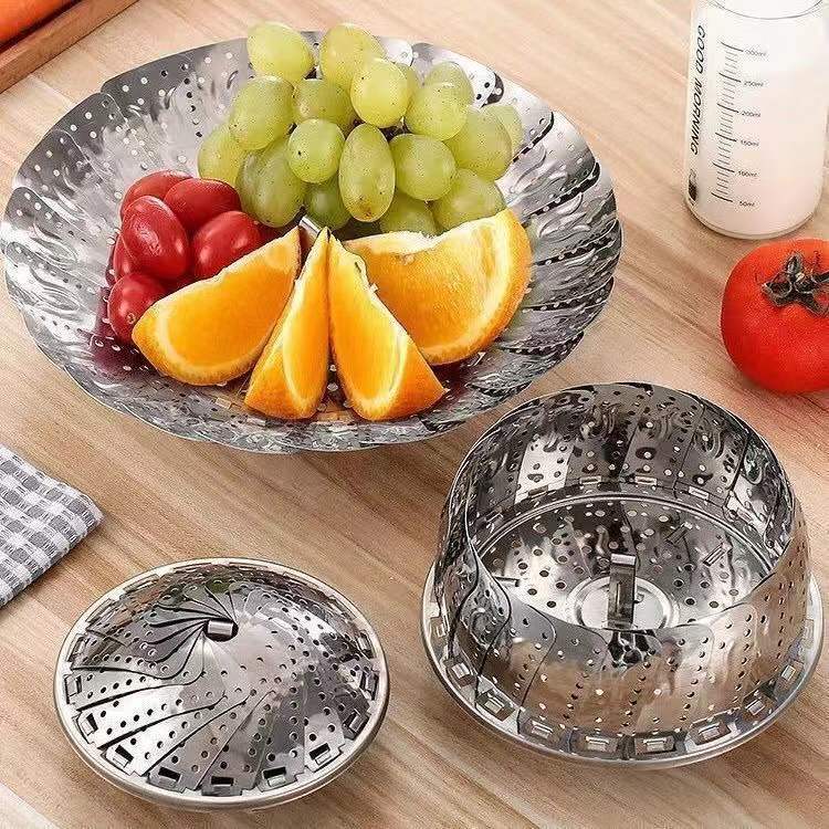 不锈钢折叠蒸架蒸笼家用多功能隔水蒸格蒸菜架蒸盘蒸屉可伸缩莲花