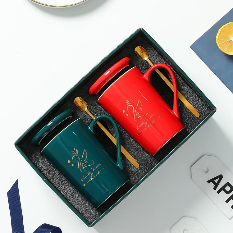 创意情侣陶瓷杯马克杯办公咖啡杯北欧伴手礼对杯礼盒礼品制LOGO定