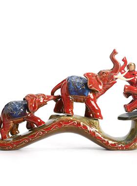 创意 陶瓷工艺品 吉祥如意大象 窑变釉动物家居办公装饰礼品摆件