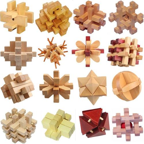 木制儿童玩具木质孔明锁鲁班锁趣味解锁成人八卦鲁班球取宝