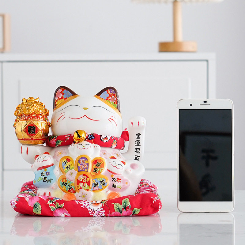 招财猫大号摆件店铺开业电动摇手大号日本陶瓷创意礼品收银台摆件