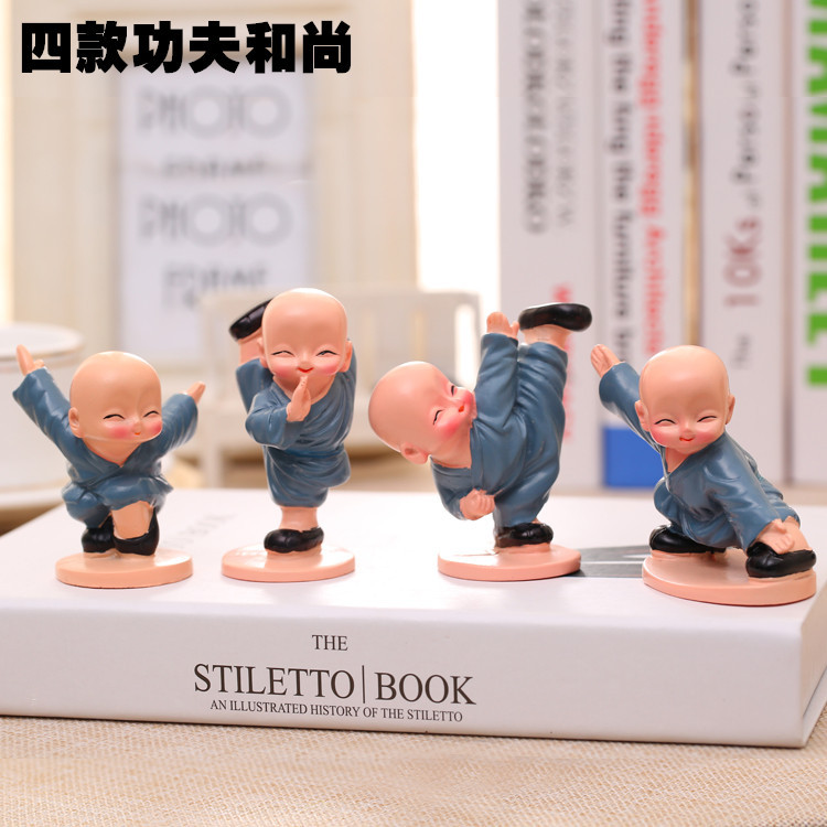 树脂创意摆件四款小和尚车饰少林功夫小子礼品工艺品直销