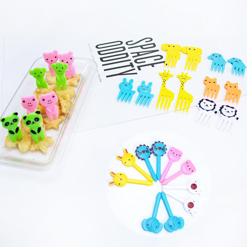家用卡通水果叉 迷你便当签创意儿童动物可爱塑料水果叉套装定制