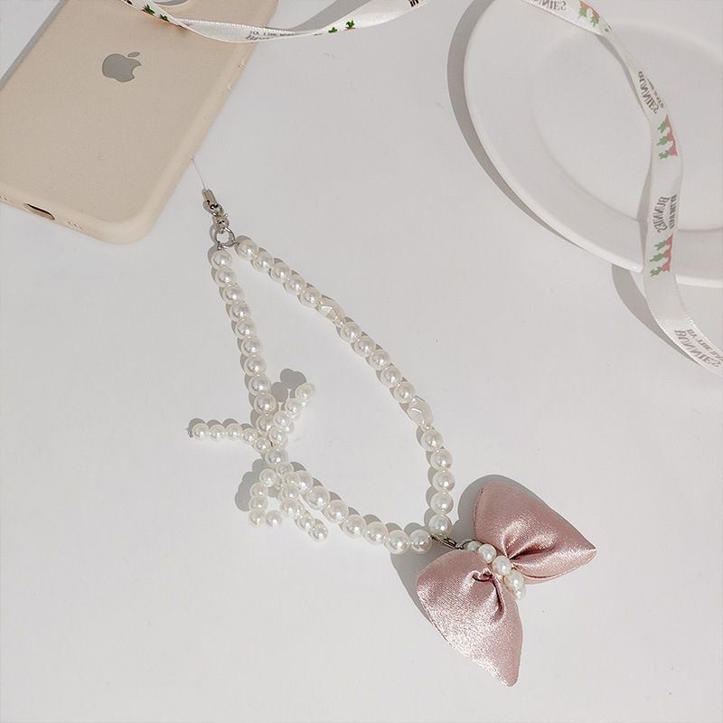 ins法式小香风串珠蝴蝶结手机壳手腕挂绳包包挂饰ccd相机挂件