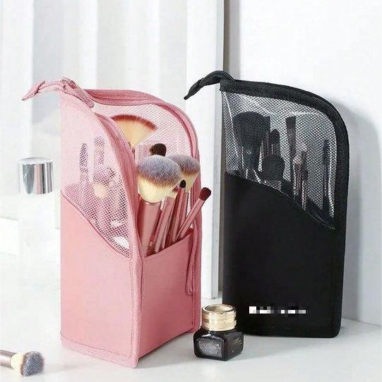 多功能大容量简易眉笔袋手提便携化妆包防水可视化妆用品收纳袋