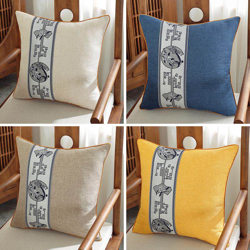 轻奢新中式抱枕沙发客厅中国风靠垫套结婚红色靠枕套亚麻棉麻床头