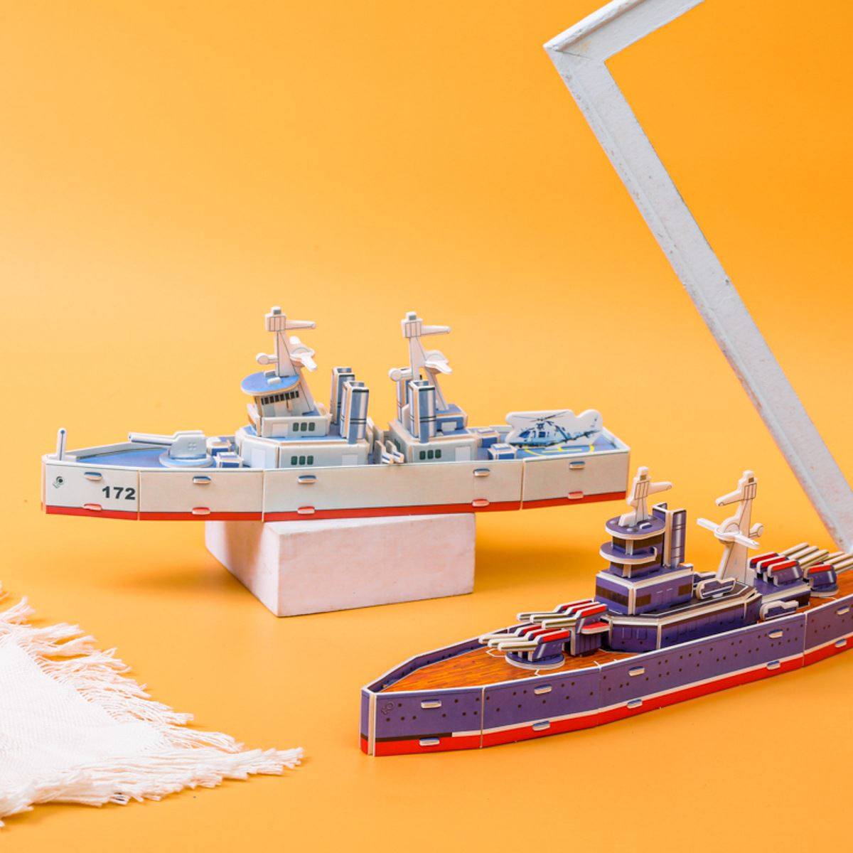 纸质立体3d拼图手工diy航空母舰幼儿园学校儿童益智玩具拼图,玩具/童车/益智/积木/模型,搭建建筑/DIY建筑艺术玩具,淘宝优惠券,粉丝福利购,淘宝优惠卷