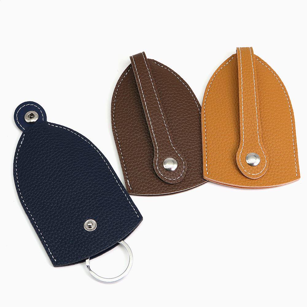 创意抽拉式钥匙包便携荔枝纹皮革钥匙扣收纳包车用钥匙保护套
