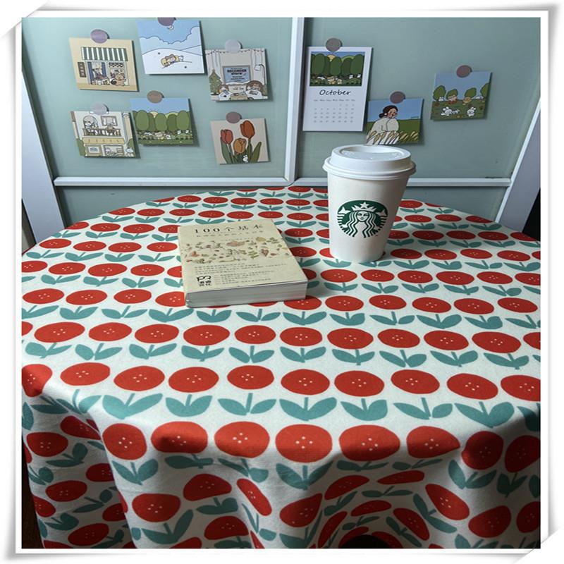 桌布网红ins少女心书桌布摆拍布艺红花朵野餐布现货定制