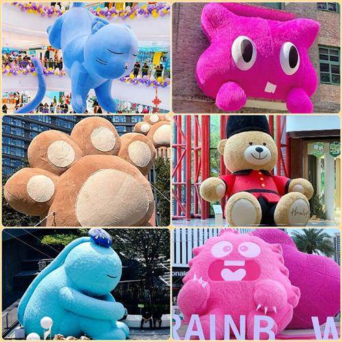 充气毛绒卡通气模大型长短毛怪兽兔子花朵悬挂商场美陈装饰