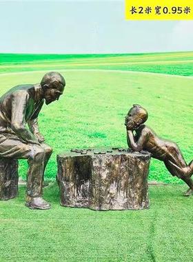 定制大型农耕主题雕塑玻璃钢仿铜人物雕塑牛拉犁耕田民俗景观摆件