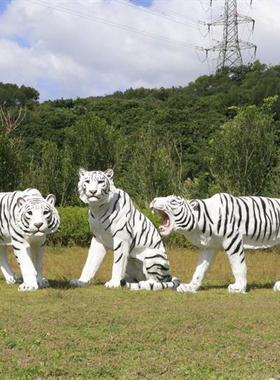 玻璃钢仿真动物老虎公园景区雕塑摆件户外动物园园林美陈小品装饰