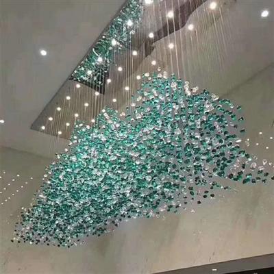 工程定制水晶售楼部沙盘吊灯酒店大堂创意彩色琉璃清光石头吊灯