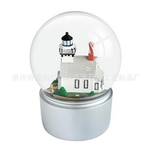 树脂水晶球建筑snowglobe旋转雪花亮片玻璃罩树脂水晶球厂家
