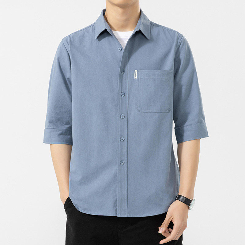 夏季男士七分中袖衬衫纯棉简约休闲新中式复古民国风五分短袖衬衣,男装,衬衫,淘宝优惠券,粉丝福利购,淘宝优惠卷