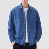 长袖 牛仔衬衫 衬衣 工装 外套今年流行时髦超火好看潮流时尚 男士 春季