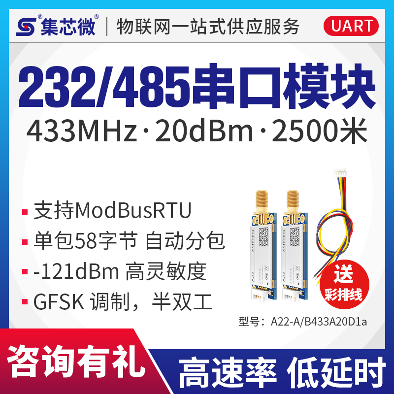 433M无线数传串口模块透传RS485/232接口2500米稳定传输低功耗-封面