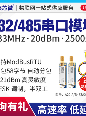 433M无线数传串口模块透传RS485/232接口2500米稳定传输低功耗