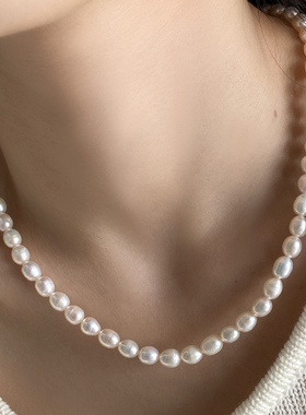 NYU·NYU天然淡水米珠串珠项链经典时尚气质百搭通勤女日常